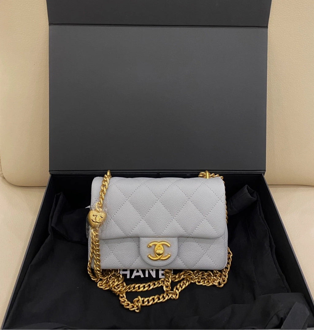 CHANEL CF Mini Heart Ball Gray Crossbody Bag For Women