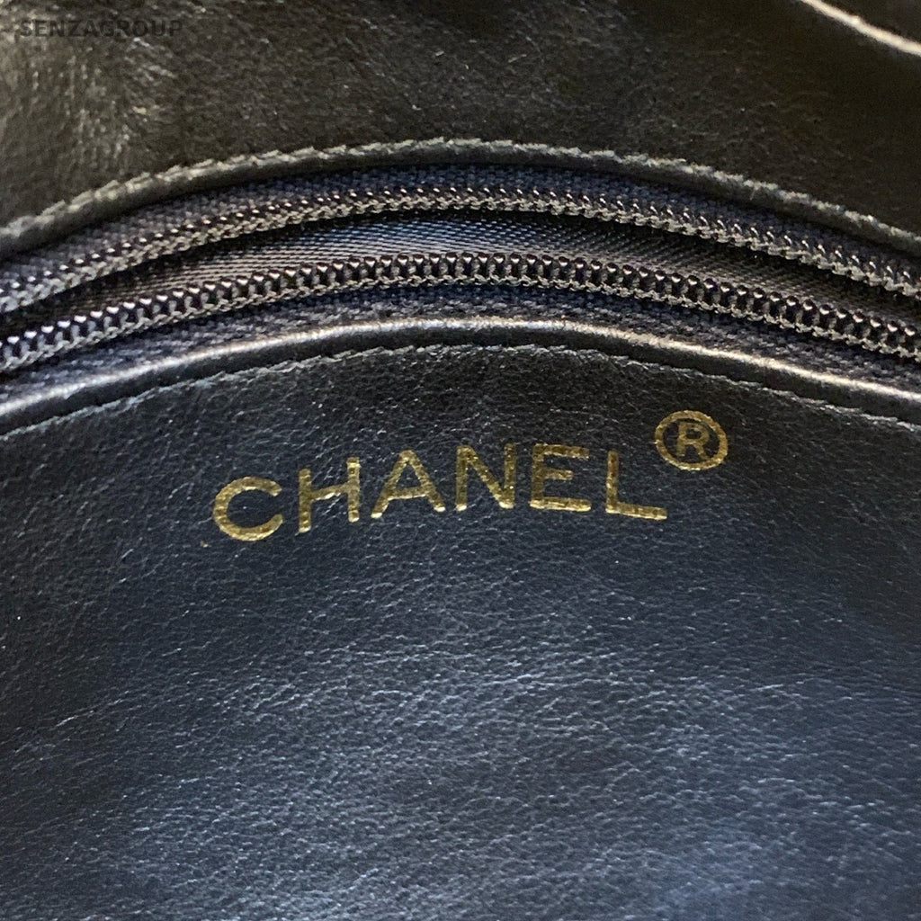 Chanel Diamond Tassel Shoulder Bag Black Gold Used Women Classic Designer