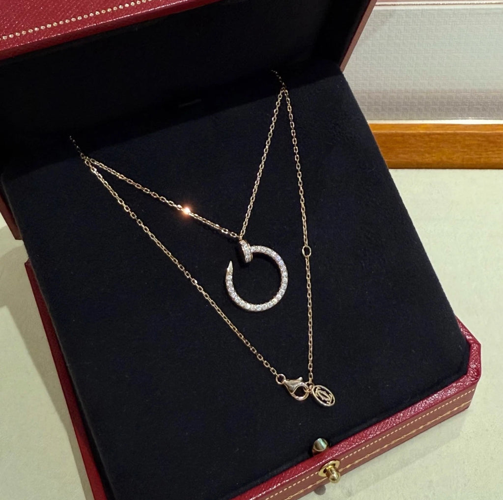 New Cartier Juste un Clou Necklace 18k Rose Gold Pavé Diamonds Pendant