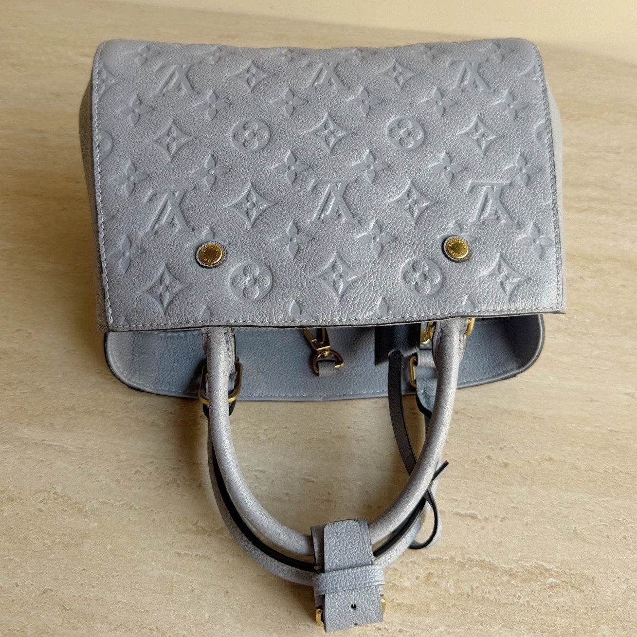 Louis Vuitton Montaigne BB Calfskin Monogram Empreinte Blue Handbag Crossbody