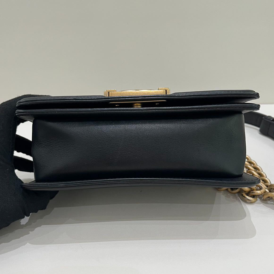 Chanel Le Boy Small Black Gold Chain Shoulder Crossbody Bag Classic
