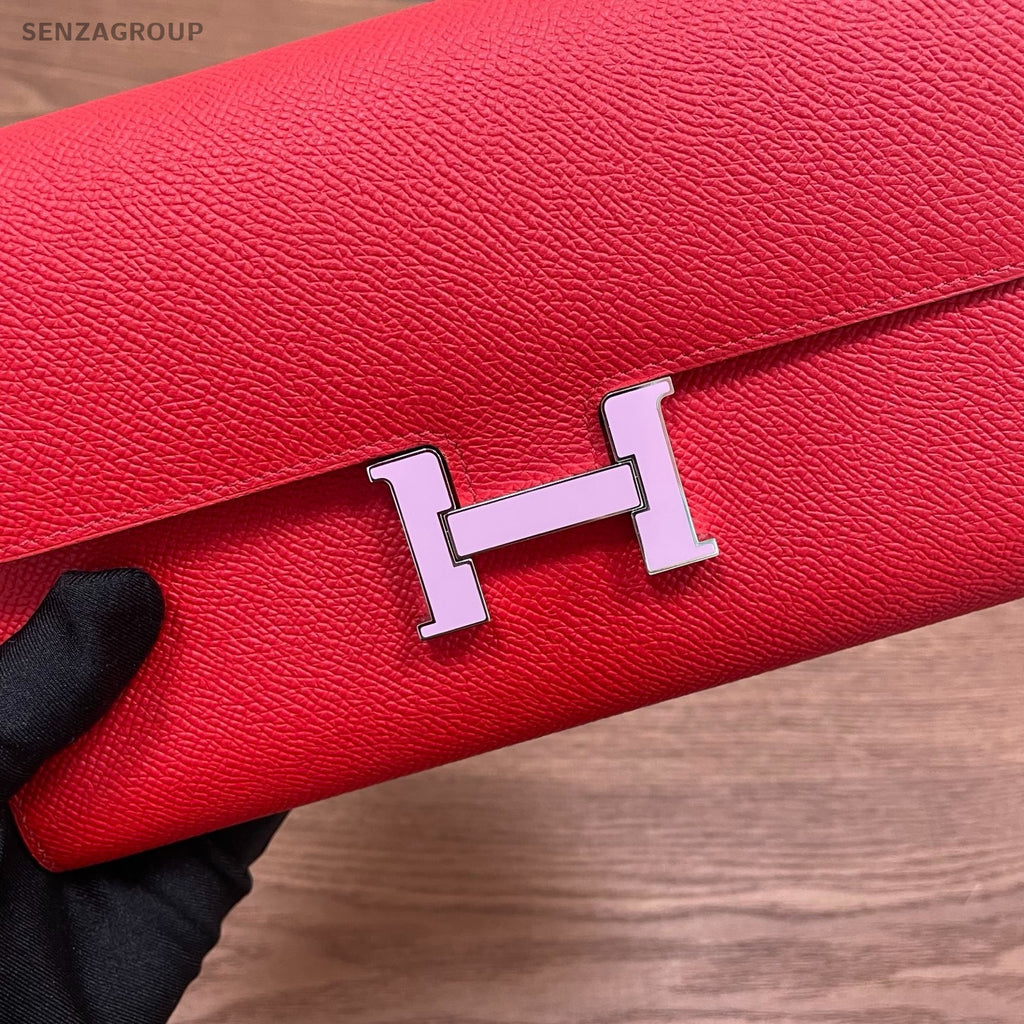 Hermes Constance Wallet Heart-shaped red enamel Epsom Leather Women