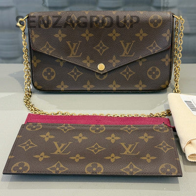 Louis Vuitton Monogram Chain Shoulder Bag Brown Gold Hardware Classic Women