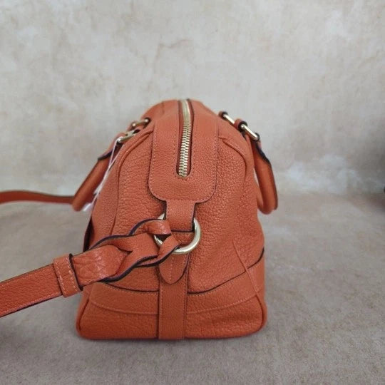 Loewe Vintage Orange Leather Boston Bowling Handbag For Women