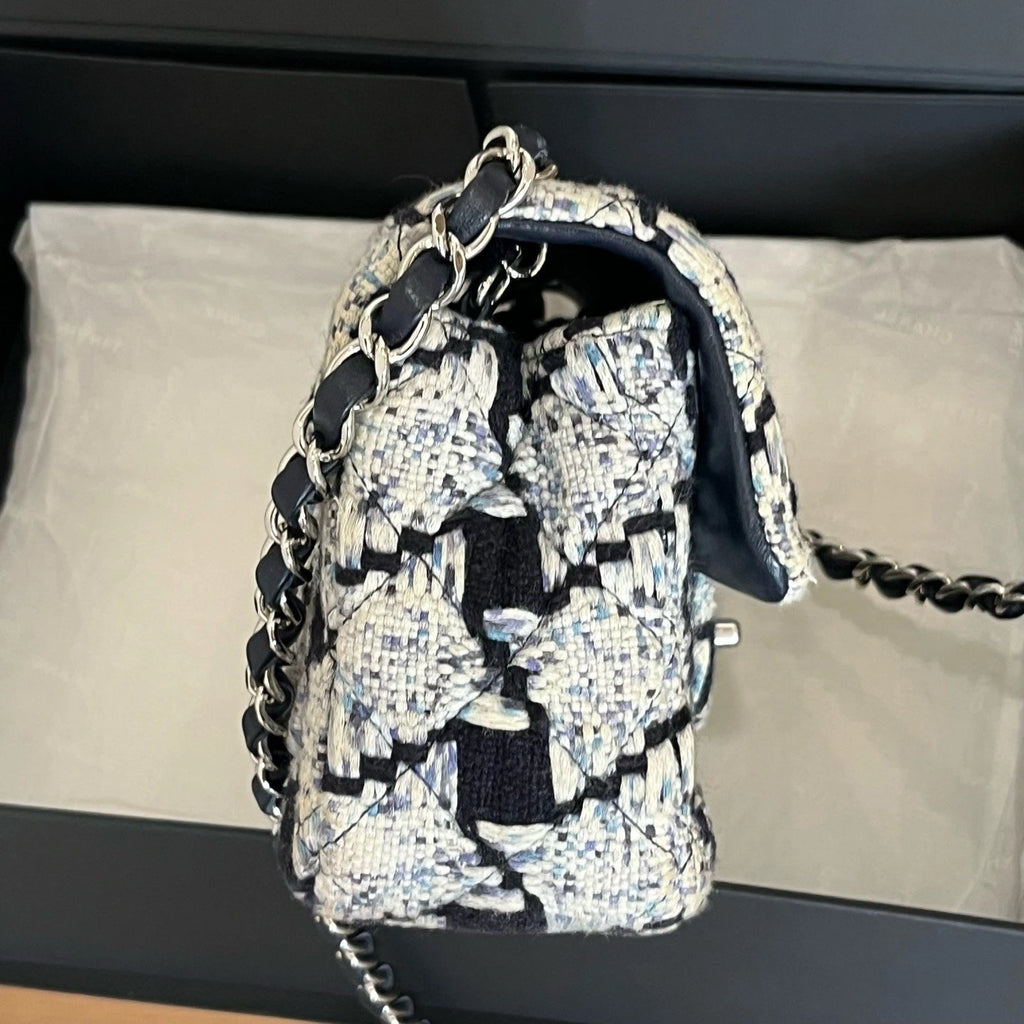 Chanel Large Mini Bag Houndstooth Tweed Shoulder Bag Gold Hardware Women