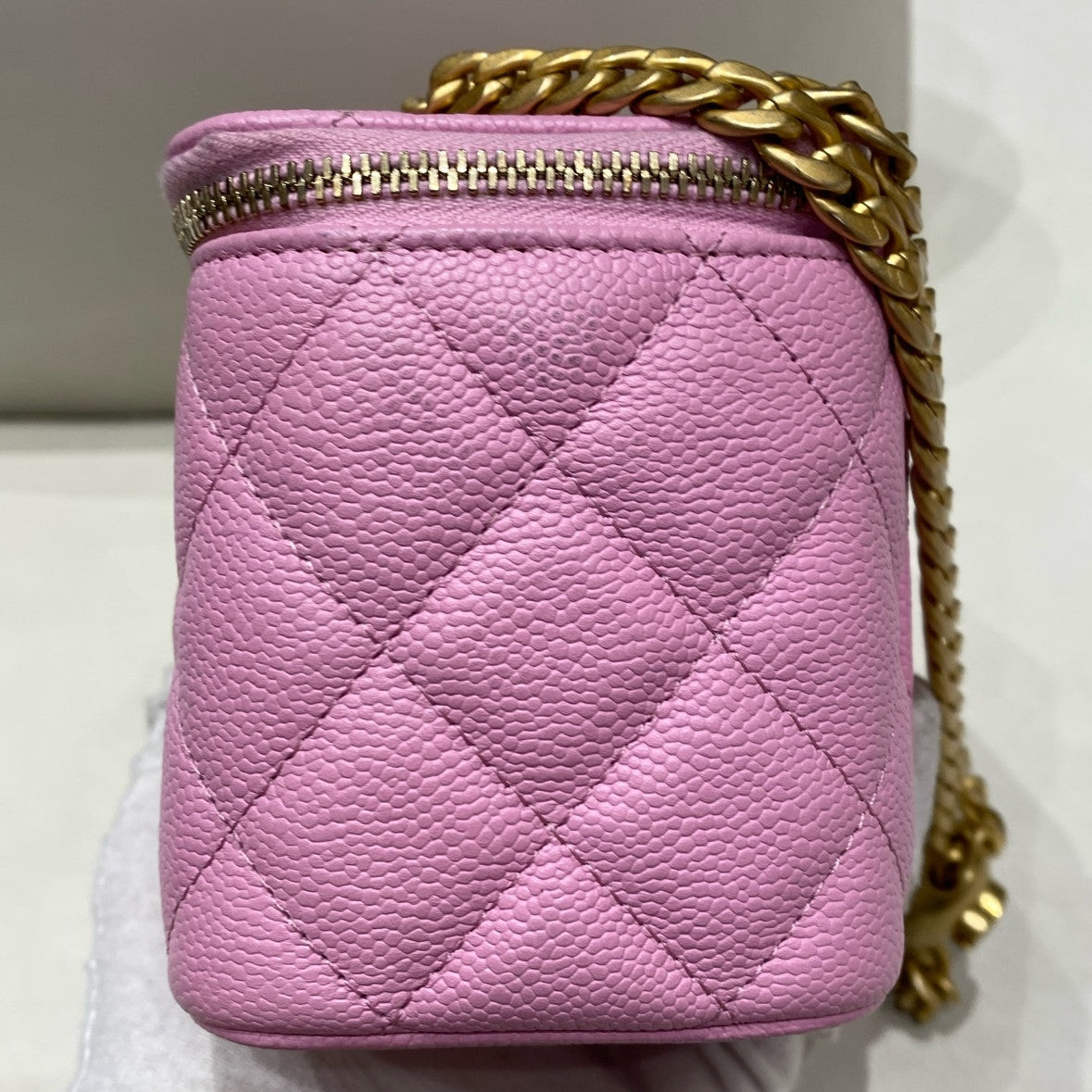 Chanel Pink Gold Hardware Vanity Case Chain Shoulder Crossbody Bag