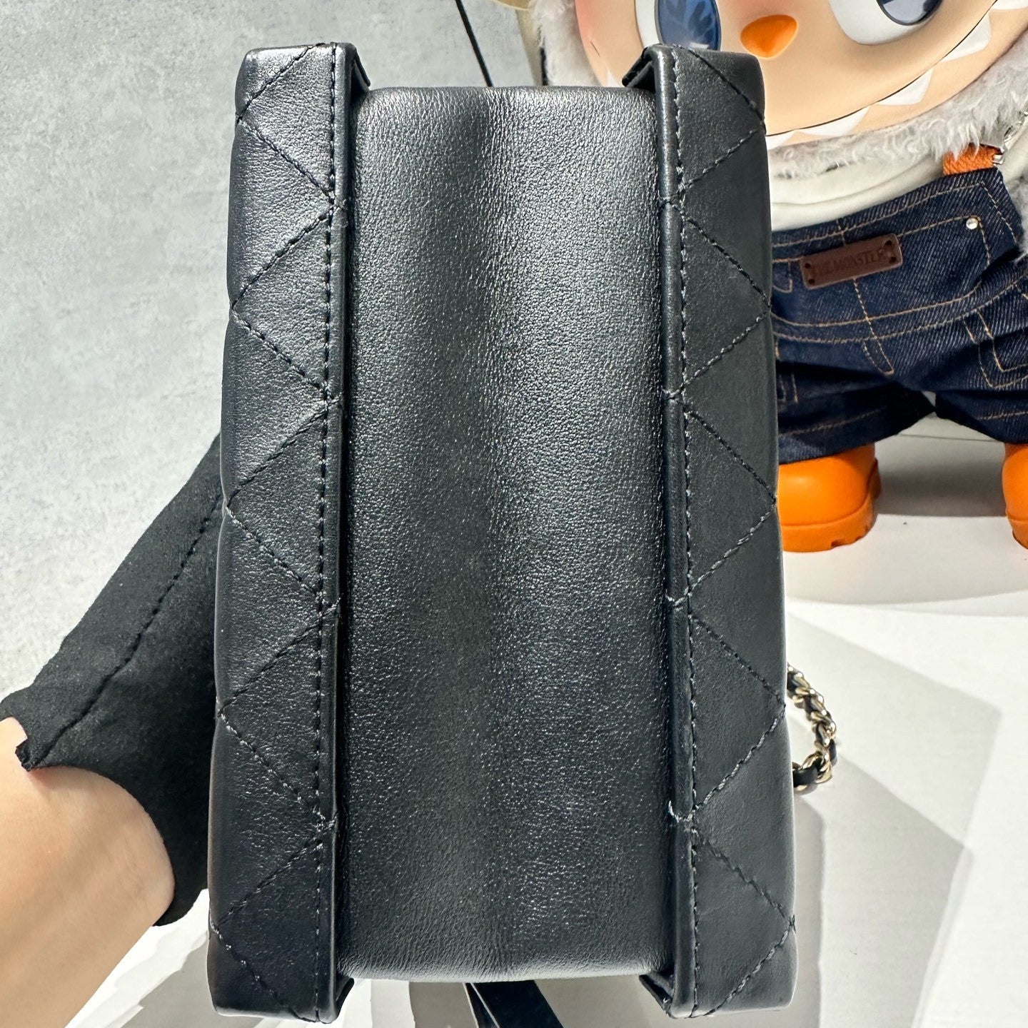Chanel Black Calfskin Camera Box Bag Chain Strap Shoulder Bag