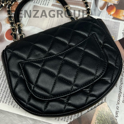 Chanel 25C Black Quilted Lambskin Gold Chain Shoulder Bag