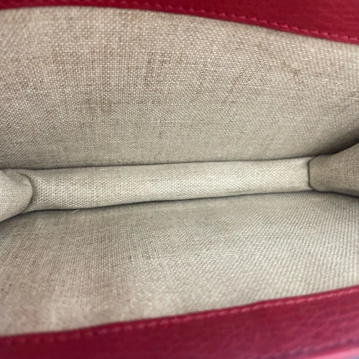 Gucci Red Grained Leather Small Accordion Chain Crossbody Bag For Women