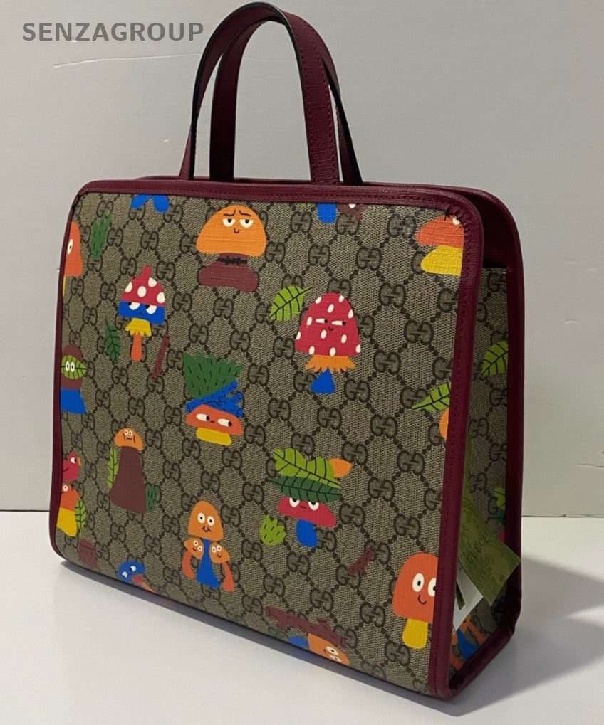 Gucci Mushroom Print GG Supreme Tote Bag Multicolor Women Almost Brand New