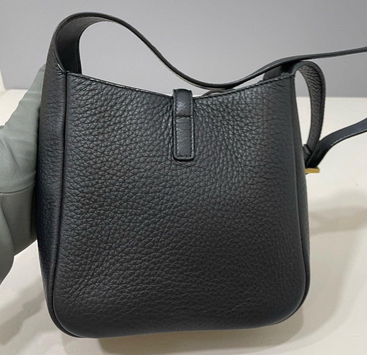 Saint Laurent Hobo Mini Shoulder Bag Black Gold Women Classic