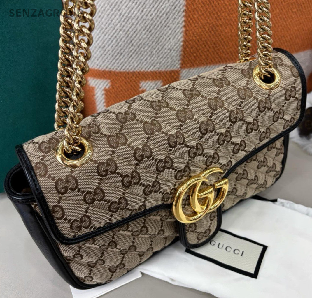 Gucci Marmont26 Chain Shoulder Bag Crossbody Brown Gold Used Women Classic