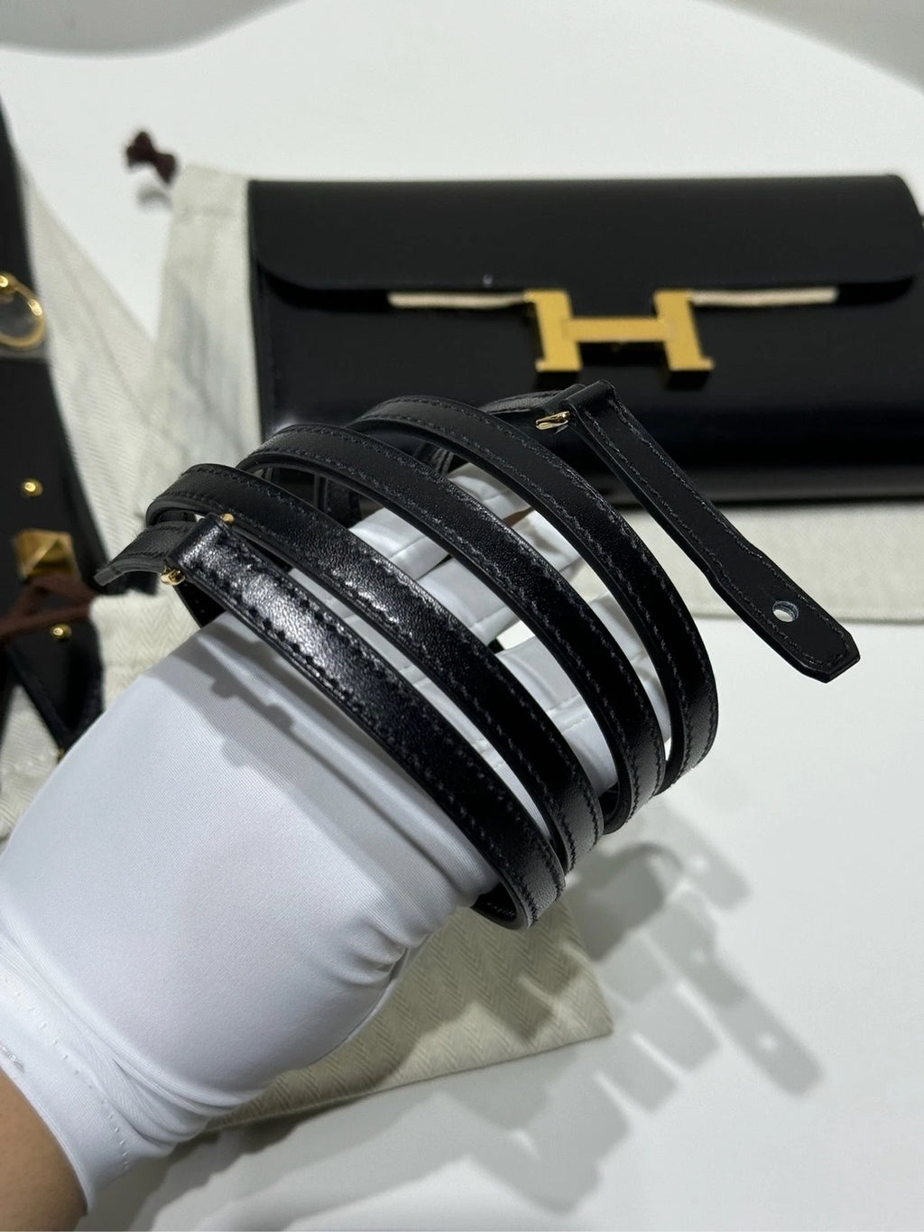 Hermes Constance To Go Rock Black Gold Box Leather Shoulder Bag For Women