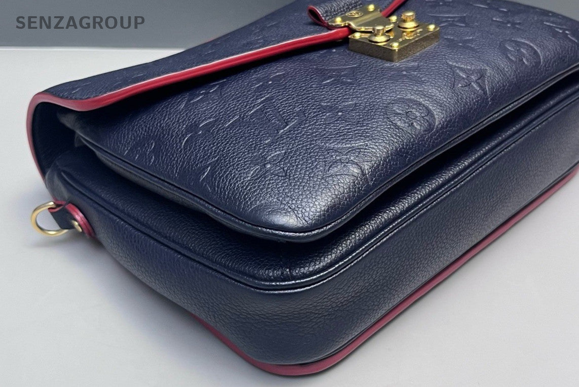 Louis Vuitton Monogram 2Way Shoulder Bag Crossbody Blue Gold Women Classic