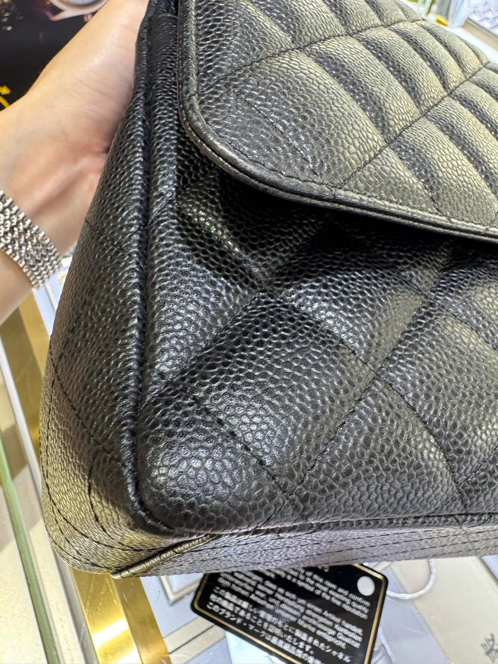 CHANEL CF Maxi Black Silver Leather Shoulder Bag For Women