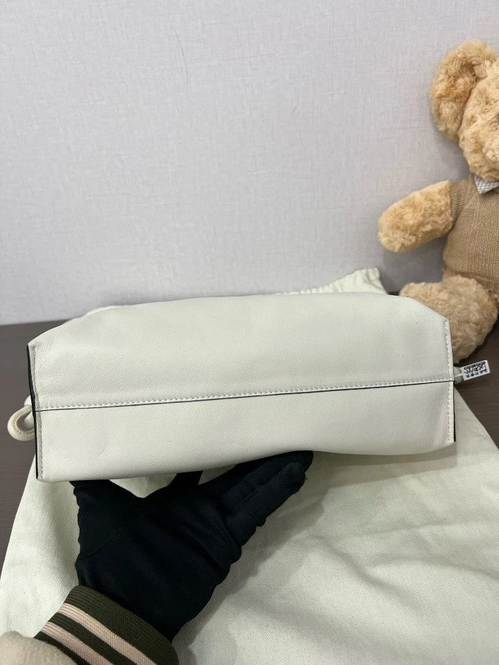 Loewe Leather Medium Cream White Bucket Shoulder Bag For Women