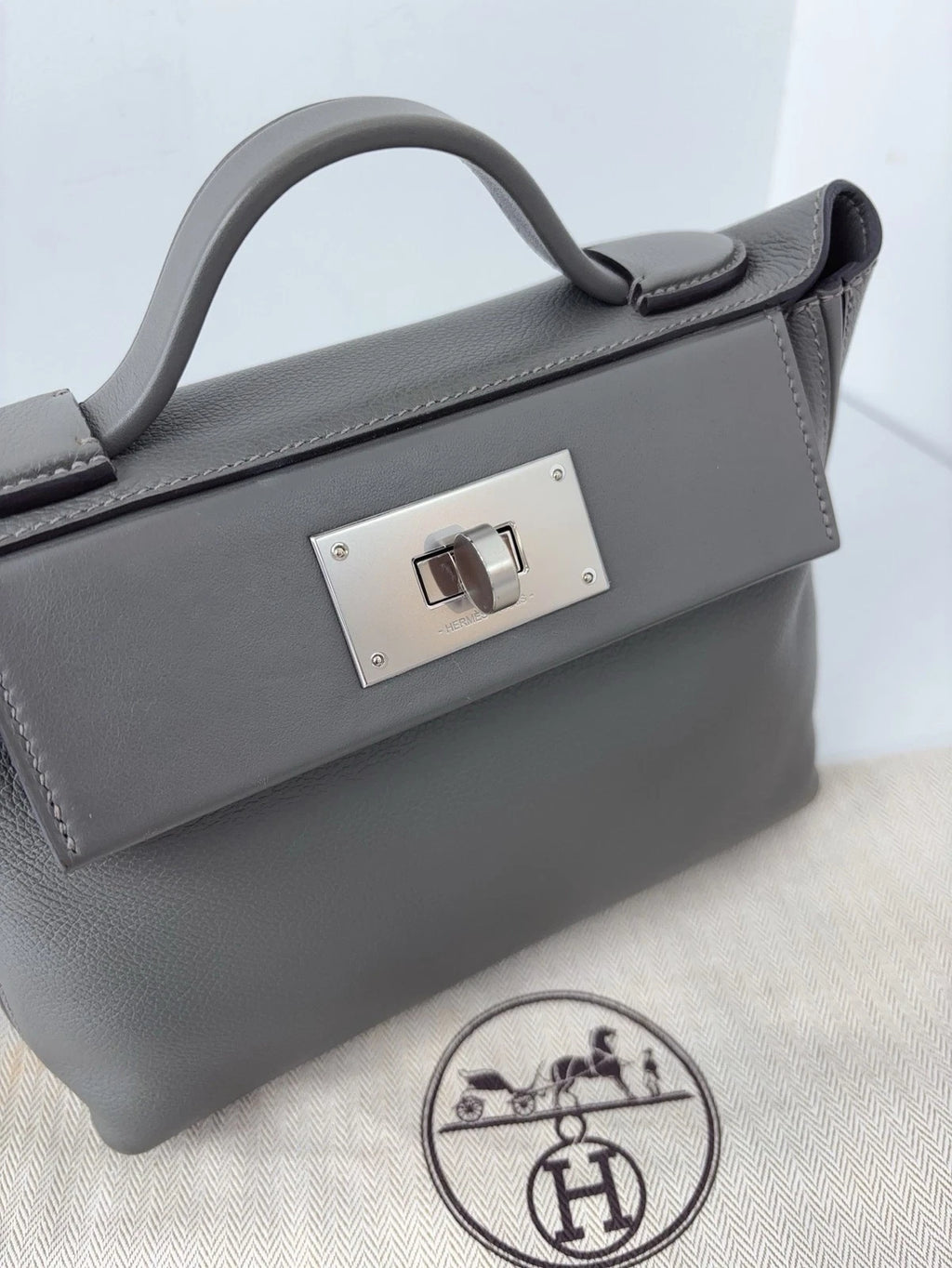 Hermès Mini Kelly II Sellier Ladies Top Handle Crossbody Bag Grey Women Classic