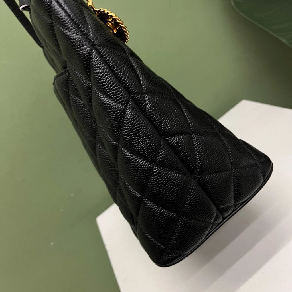 Chanel Medallion Tote Black Gold Top Handle Bag Shoulder Bag Women Classic