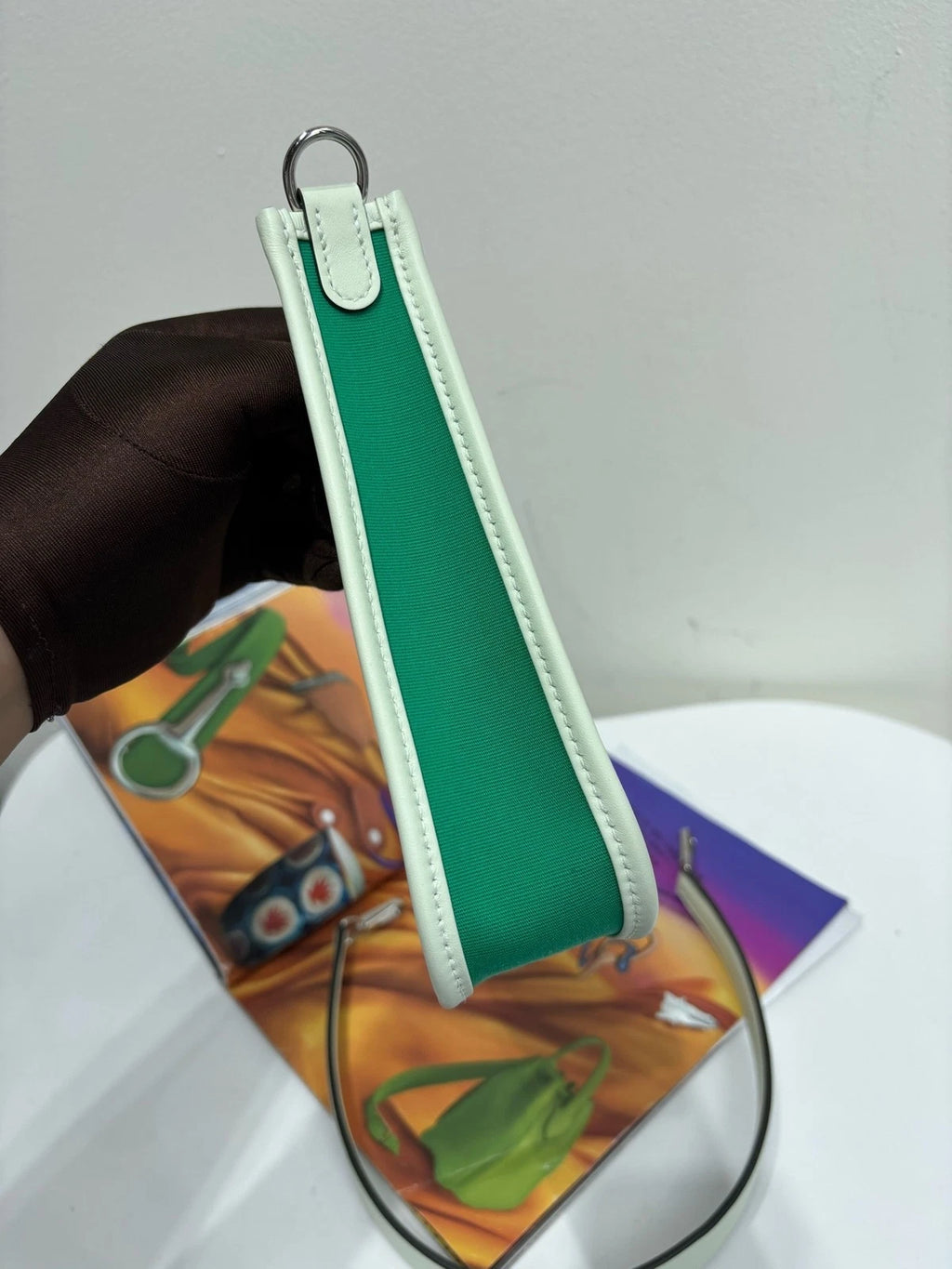Hermes Mini Evelyne Green Leather Shoulder Bag For Women