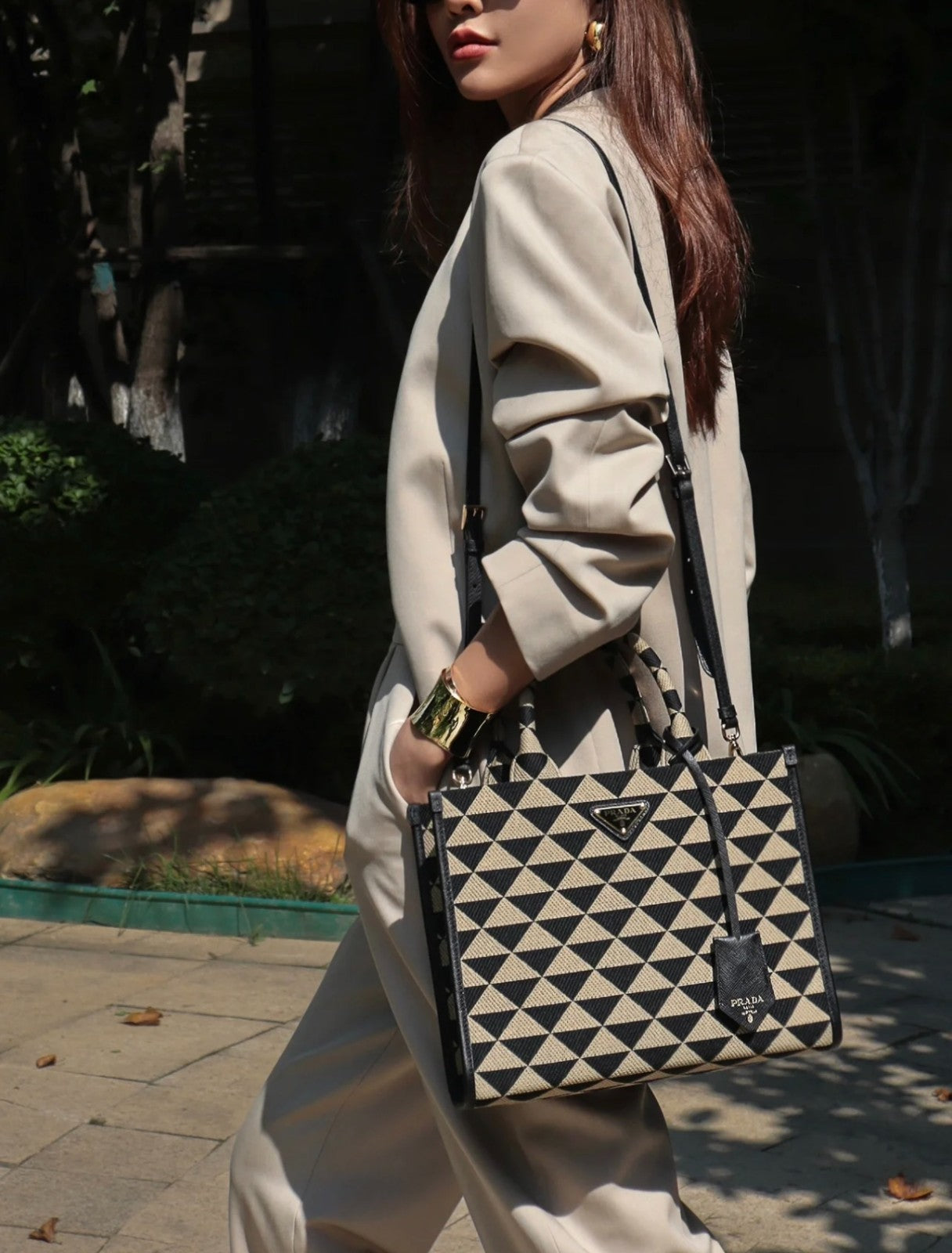 PRADA Symbole Embroidery tote Small 2WAY Shoulder bag
