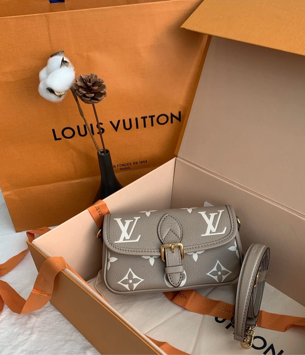 Louis Vuitton Leather Gray Nano Baguette Shoulder Bag For Women