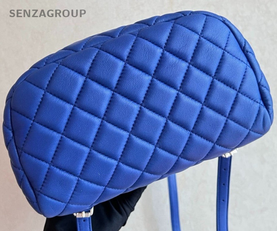 Chanel Salzburg MM Lambskin Backpack Shoulder Unique Bag Sapphire Blue Women