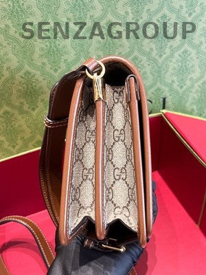 Gucci Brown Gold Retro GG Shoulder Crossbody Bag Women's Fashion