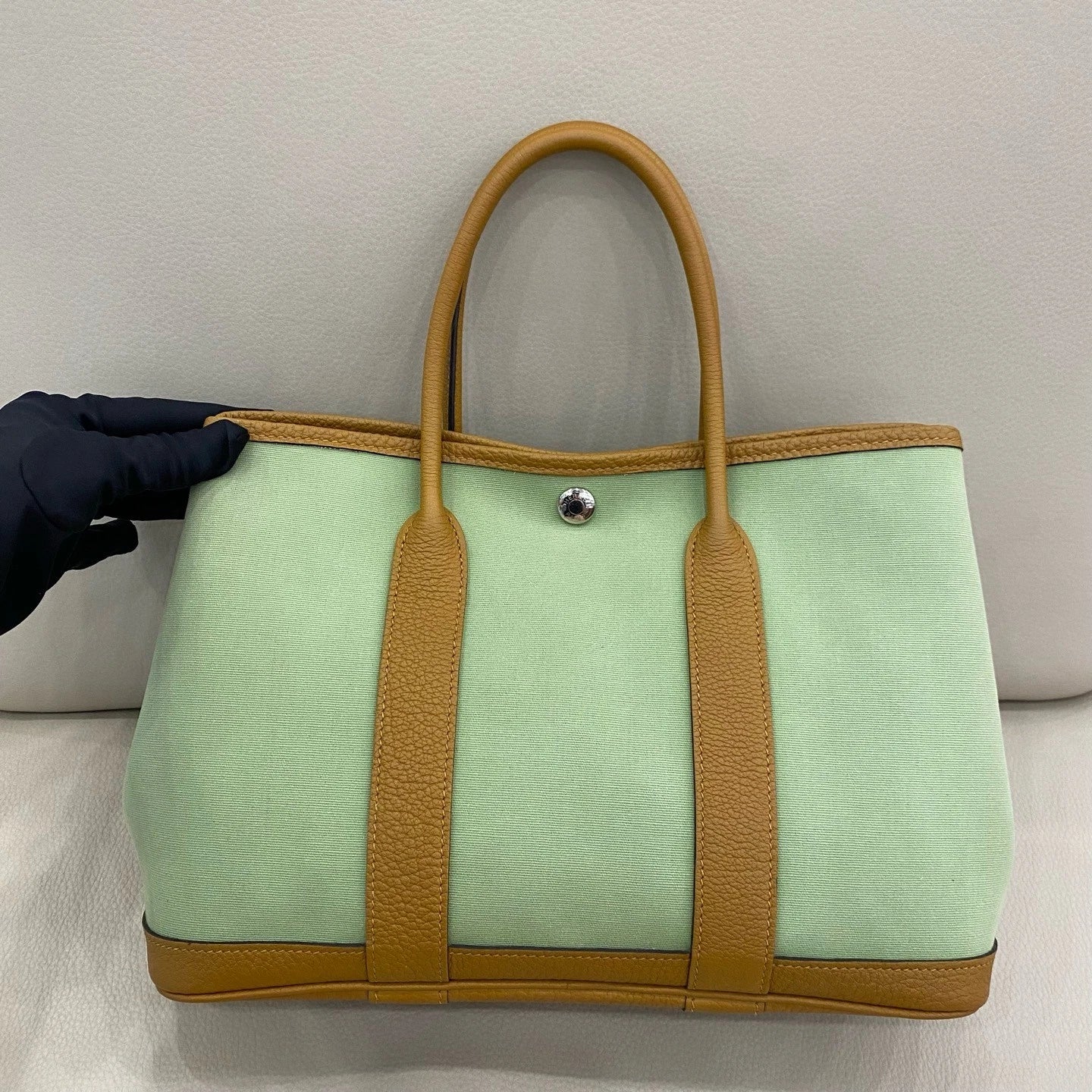 Hermes Garden Party30 Canvas Colorblock Tote Handbag For Women