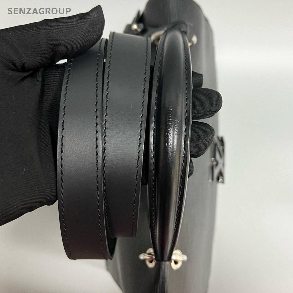 Louis Vuitton Grenelle MM Epi Top Handle Bag Crossbody Black Silver Women