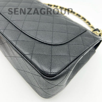 Chanel Classic Flap Jumbo Black Gold Chain Shoulder Crossbody Bag