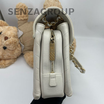 Chanel Messenger Bag White Gold Chain Shoulder Bag Women's Classic