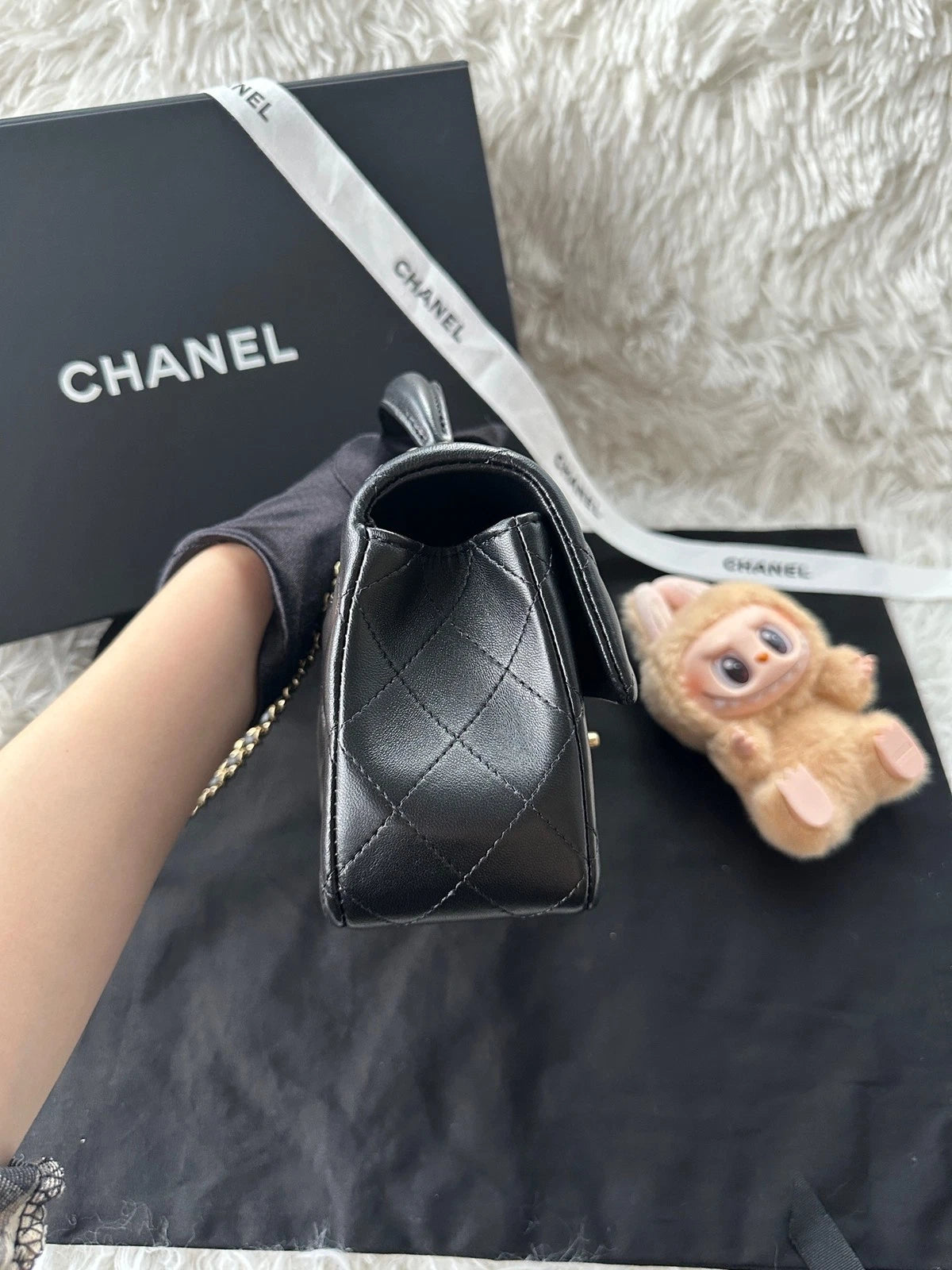 Pre-owned CHANEL CF Mini Handle Lambskin Bag For Women