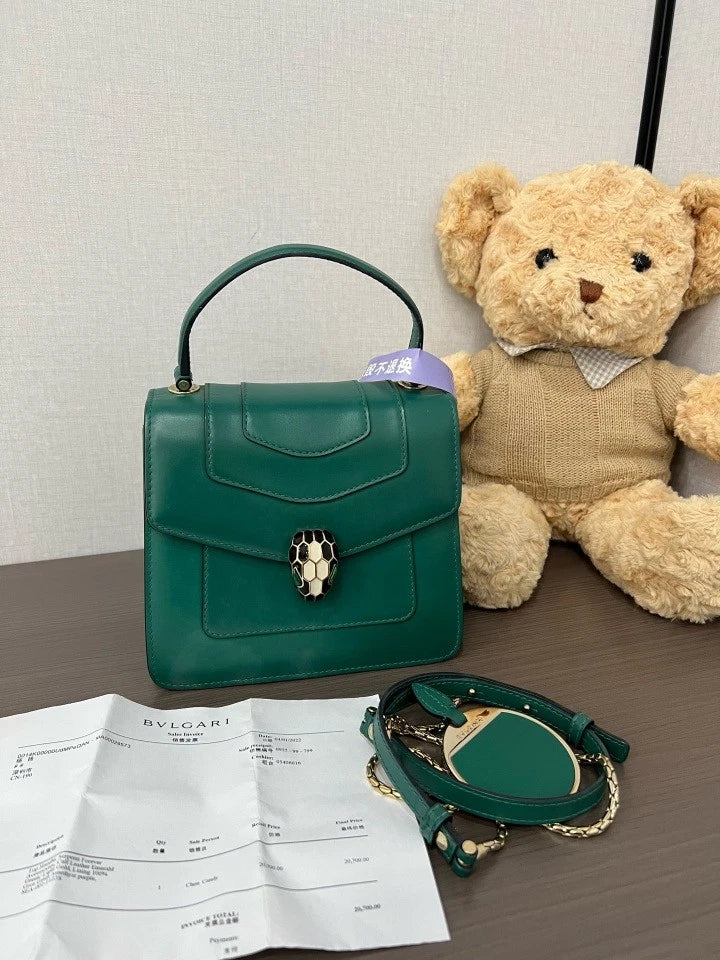 Bvlgari Green Serpenti Accordion Bag For Women