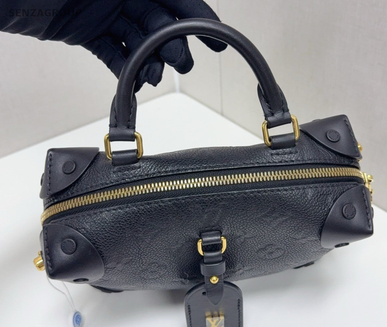 Louis Vuitton Petite Malle Top Handle Shoulder Crossbody Bag Black Women