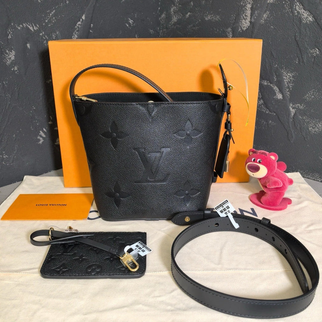Louis Vuitton Allin BB Black Leather Shoulder Bag Top Handle Bag Women