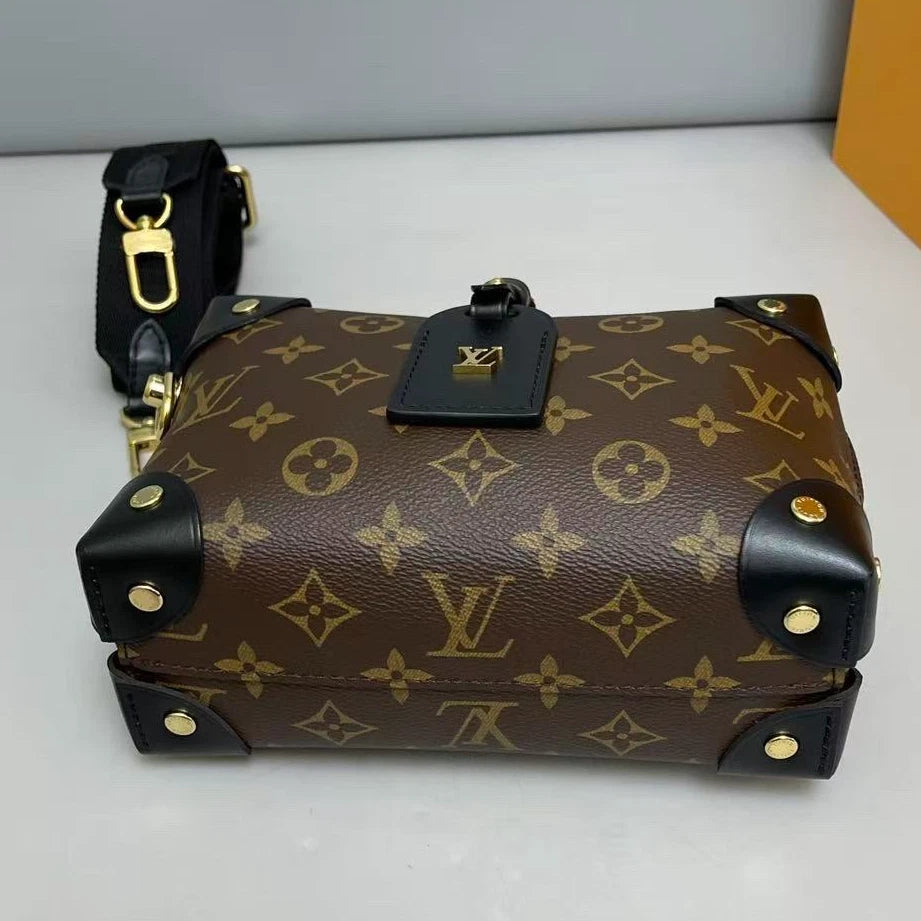 Louis Vuitton Malle Souple Monogram Top Handle Crossbody Brown Gold Women