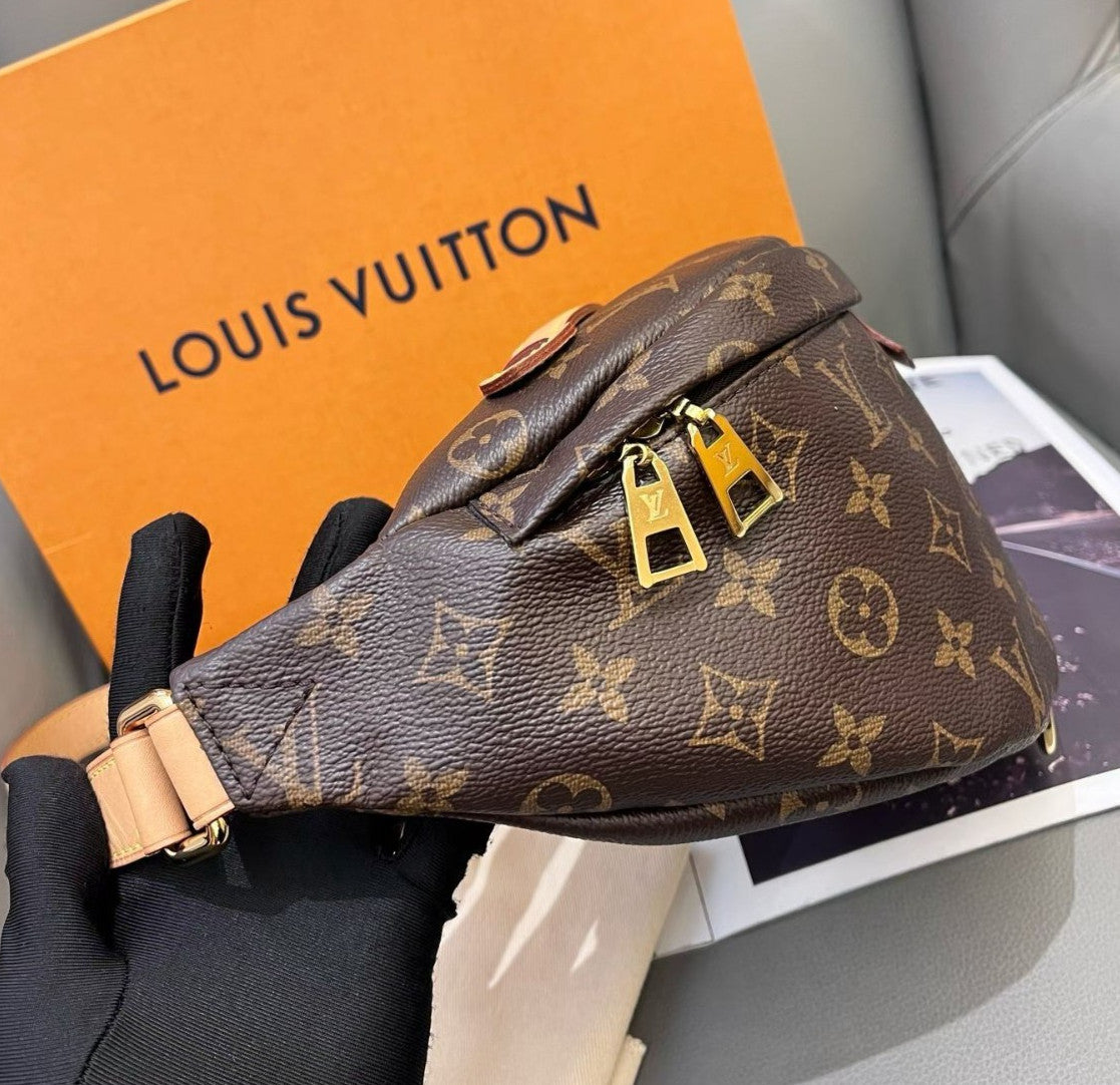 Louis Vuitton Bumbag Monogram Shoulder Bag Crossbody Brown Gold Unisex Adults