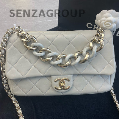 Chanel Classic Flap Mini Grey Silver Hardware Quilted Crossbody Bag