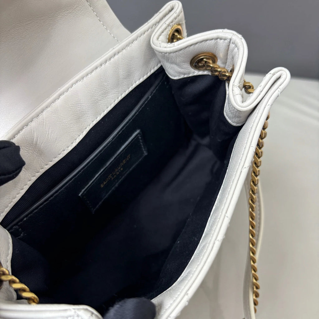 Authentic Saint Laurent Nolita Mini Gold Chain White Shoulder Bag Crossbody