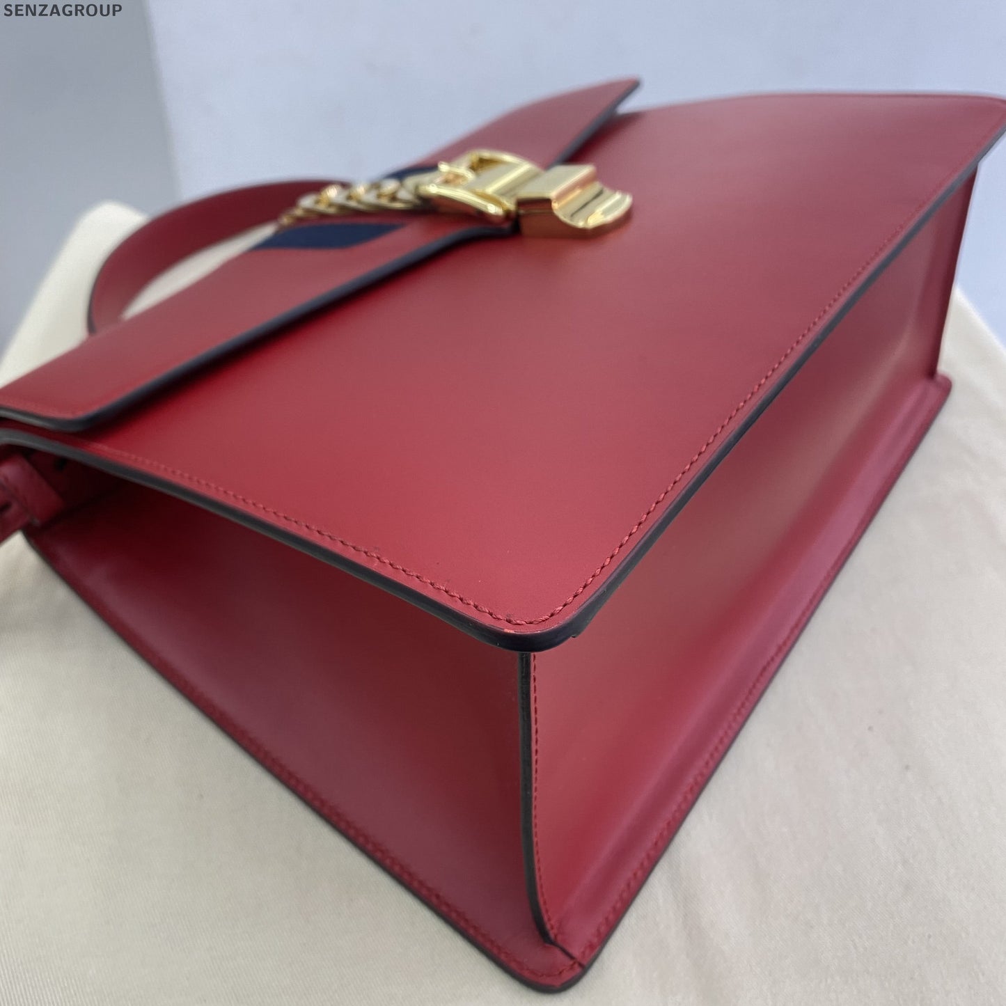 Gucci Sylvie Large Top Handle Shoulder Bag Red Gold - Classic Women's