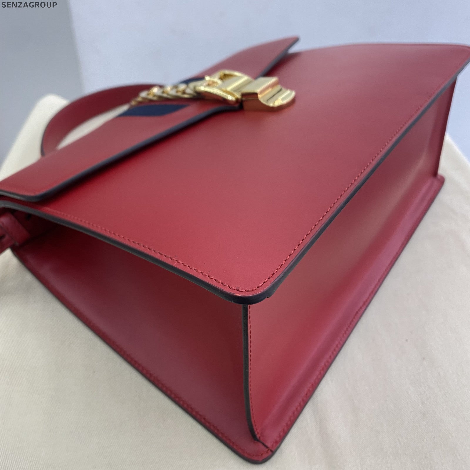 Gucci Sylvie Large Top Handle Shoulder Bag Red Gold - Classic Women's