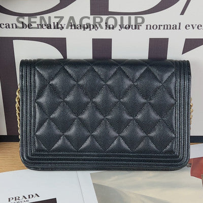 Chanel Black Gold Le Boy WOC Chain Shoulder Crossbody Bag
