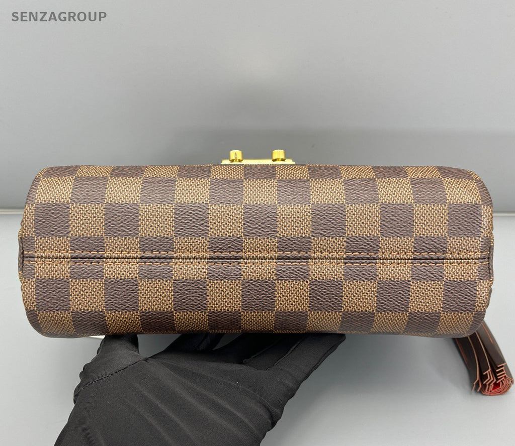 Louis Vuitton Tassel Damier Ebene Top Handle Bag Crossbody Brown Gold Women