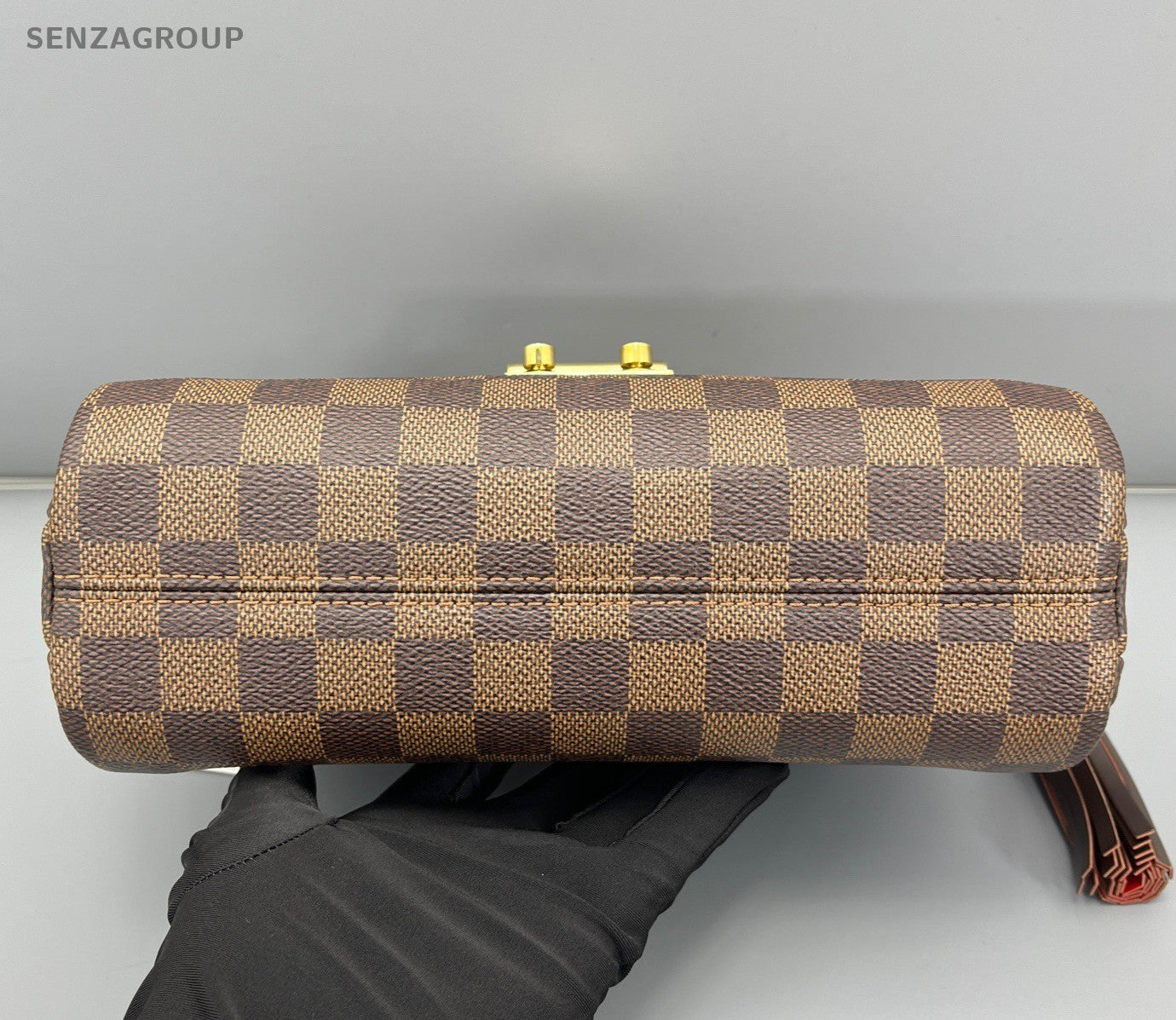 Louis Vuitton Tassel Damier Ebene Top Handle Bag Crossbody Brown Gold Women