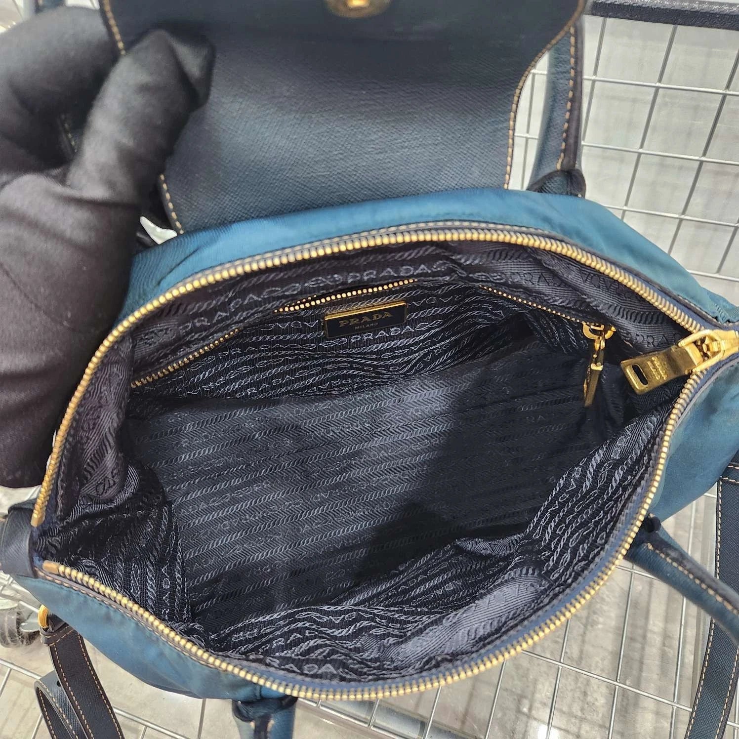 PRADA Nylon Patchwork Handbag Shoulder Crossbody For Women