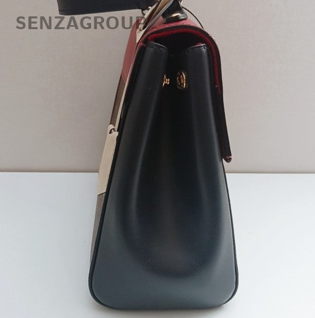 Louis Vuitton Cluny BB Top Handle Bag Crossbody Brown Red Gold Women Classic