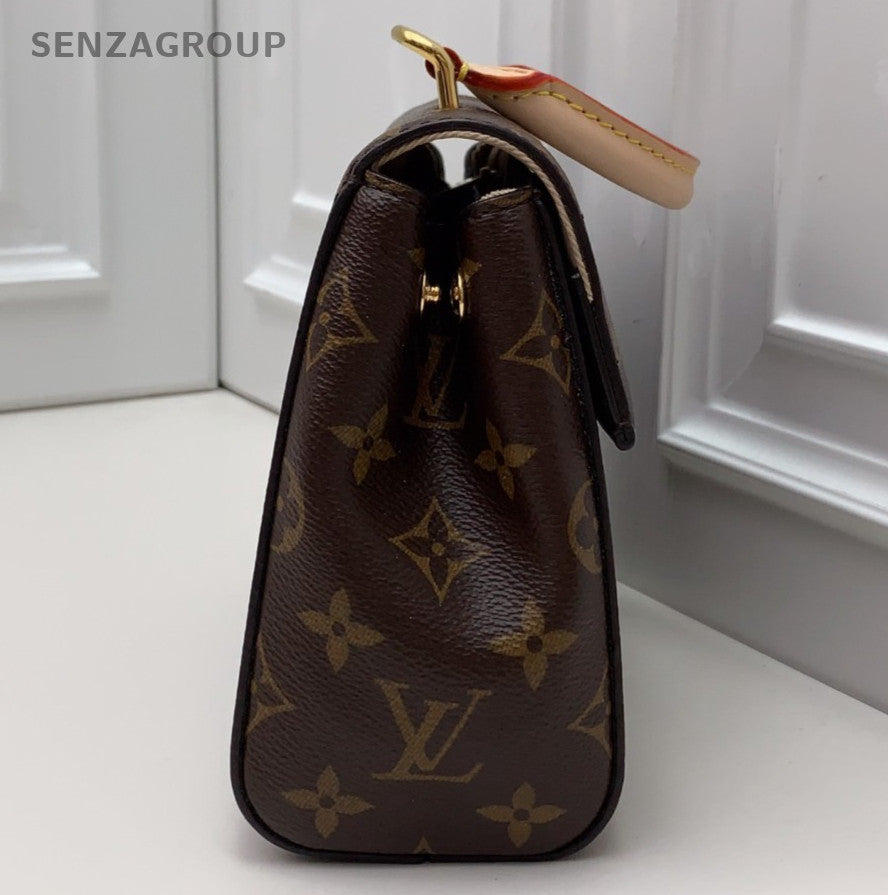 Louis Vuitton Cluny BB Monogram Canvas Top Handle Bag Brown Gold Women Classic