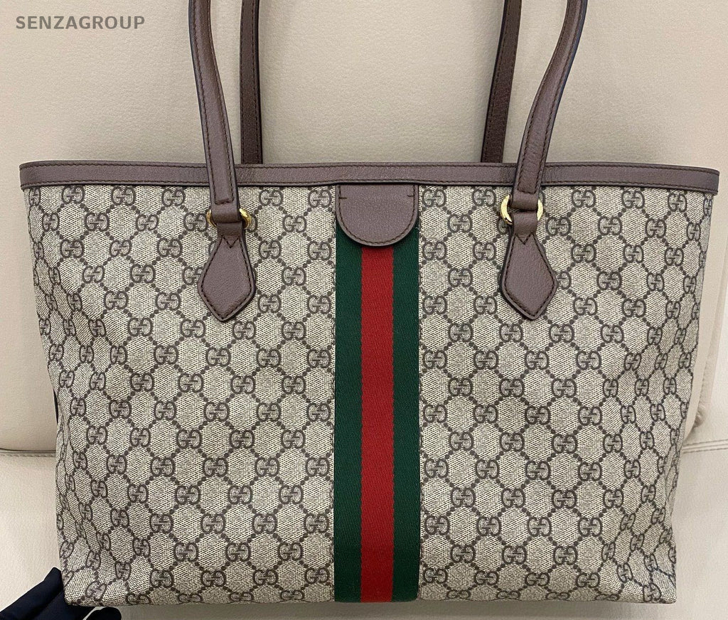 Gucci Ophidia MM Tote Shoulder Bag Beige Brown Used Women Classic