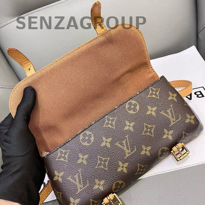 Louis Vuitton Monogram Waist Bag Small Brown Gold Buckle Classic Women