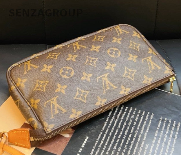 Louis Vuitton Monogram Zipping Top Handle Bag Brown Gold Used Women Classic